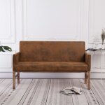 Vidaxl - banc avec accoudoir 140 cm marron similicuir daim Vidaxl - banc avec accoudoir 140 cm marron similicuir daim
