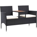 Banc de jardin 2places et table  th 143cm rsine tresse noir