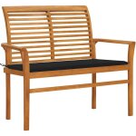 Vidaxl - banc de jardin avec coussin noir 112 cm bois de teck massif
