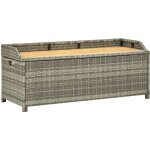 Vidaxl ? banc de rangement 120 cm en r�sine tress�e ? couleur gris ? coffre imperm�able pour coussins ...