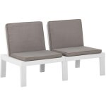 Banc de salon de jardin avec coussin plastique blanc Banc de salon de jardin avec coussin plastique blanc