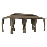 Vidaxl - belv�d�re avec rideaux 600x298x270 cm taupe 180 g / m�