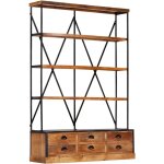Vidaxl - bibliothque  4 tagres avec 6 tiroirs 122x36x181 cm manguier