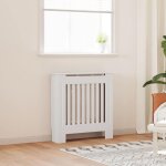Vidaxl ? cache - radiateur mdf blanc 78 cm ? dimensions ext�rieures 78x19x81, 5 cm ? design � lattes ...
