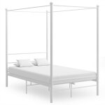 Cadre de lit  baldaquin blanc 140 x 200 cm mtal vidaxl