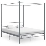 Cadre de lit  baldaquin sans matelas gris mtal 160x200 cm vidaxl