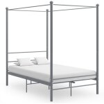 Cadre de lit � baldaquin sans matelas gris m�tal 140x200 cm vidaxl