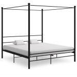Cadre de lit � baldaquin sans matelas noir m�tal 180x200 cm vidaxl