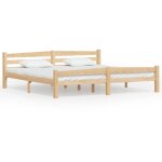 Cadre de lit blanc bois de pin massif 200x200 cm Cadre de lit blanc bois de pin massif 200x200 cm
