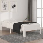 Cadre de lit blanc bois de pin massif 90x200 cm