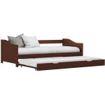 Cadre de lit extensible marron fonc bois de pin 90x200 cm