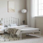 Vidaxl - cadre de lit m�tal sans matelas et t�te de lit blanc 100x190 cm