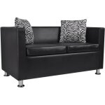 Canap� � 2 places cuir synth�tique noir