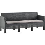Vidaxl - canapé à 3 places de jardin avec coussins anthracite pp rotin Vidaxl - canapé à 3 places de jardin avec coussins anthracite pp rotin