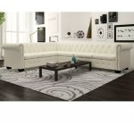Vidaxl - canap d'angle chesterfield 6 places cuir artificiel blanc