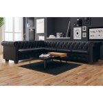 Vidaxl - canap� d'angle chesterfield 6 places cuir synth�tique noir
