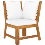 Vidaxl - canap� d'angle sectionnel et coussin cr�me bois d'acacia massif