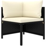 Vidaxl - canap� d'angle sectionnel avec coussins noir r�sine tress�e