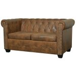 Vidaxl - canap chesterfield 2 places cuir artificiel marron