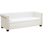 Vidaxl - canap� chesterfield � 3 places cuir synth�tique blanc
