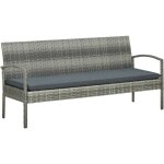 Vidaxl canap� de jardin � 3 places avec coussin gris r�sine tress�e