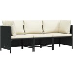 Vidaxl - canap� de jardin � 3 places avec coussins noir r�sine tress�e