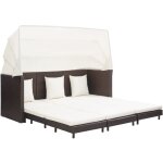 Vidaxl - canap - lit extensible 3 places avec toit rsine tresse marron