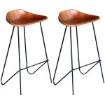 Vidaxl - chaises de bar lot de 2 noir et marron cuir véritable Vidaxl - chaises de bar lot de 2 noir et marron cuir véritable