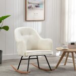 Chaise � bascule blanc cr�me velours