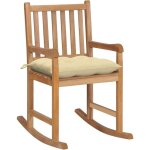 Vidaxl - chaise  bascule avec coussin blanc crme bois de teck solide