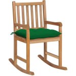 Vidaxl - chaise � bascule avec coussin vert bois de teck solide