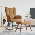 Vidaxl - chaise � bascule avec repose - pied marron velours