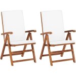Vidaxl - chaises inclinables 2 pcs avec coussins teck solide crème Vidaxl - chaises inclinables 2 pcs avec coussins teck solide crème