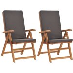 Vidaxl - chaises inclinables 2 pcs avec coussins teck solide gris