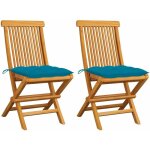 Vidaxl - chaises de jardin lot de 2 avec coussins bleu clair teck massif