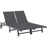 Vidaxl - chaise longue de jardin 2 places avec coussin gris acacia