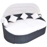 Vidaxl - chaise longue de jardin avec auvent r�sine tress�e noir