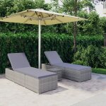 Vidaxl - chaises longues de jardin table � th� 3 pcs r�sine tress�e gris