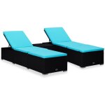 Vidaxl - chaises longues de jardin table � th� 3 pcs r�sine tress�e noir