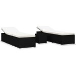 Vidaxl - chaises longues de jardin table � th� 3 pcs r�sine tress�e noir
