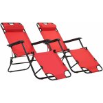 Vidaxl - chaises longues pliables 2 pcs avec repose - pied acier rouge Vidaxl - chaises longues pliables 2 pcs avec repose - pied acier rouge