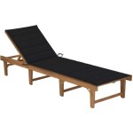 Vidaxl - chaise longue pliable avec coussin bois d'acacia solide
