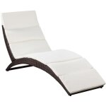 Vidaxl - chaise longue pliable avec coussin rsine tresse marron