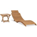 Vidaxl ? transat pliable en bois de teck ? dimensions 175x50x55 cm ? table 40x40x35 cm ? r�sistant aux ...