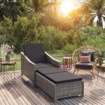Vidaxl ? chaise longue transat avec coussin gris fonc� ? r�sine tress�e r�sistante aux intemp�ries ? ...