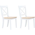 Vidaxl - chaises � manger lot de 2 blanc et bois clair bois h�v�a massif