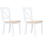 Vidaxl - chaises  manger lot de 2 blanc et bois clair bois hva massif