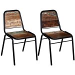 Vidaxl - chaises � manger lot de 2 bois de r�cup�ration solide