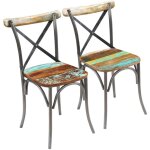 Vidaxl - chaises � manger lot de 2 bois de r�cup�ration solide