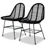 Vidaxl - chaises � manger lot de 2 noir rotin naturel